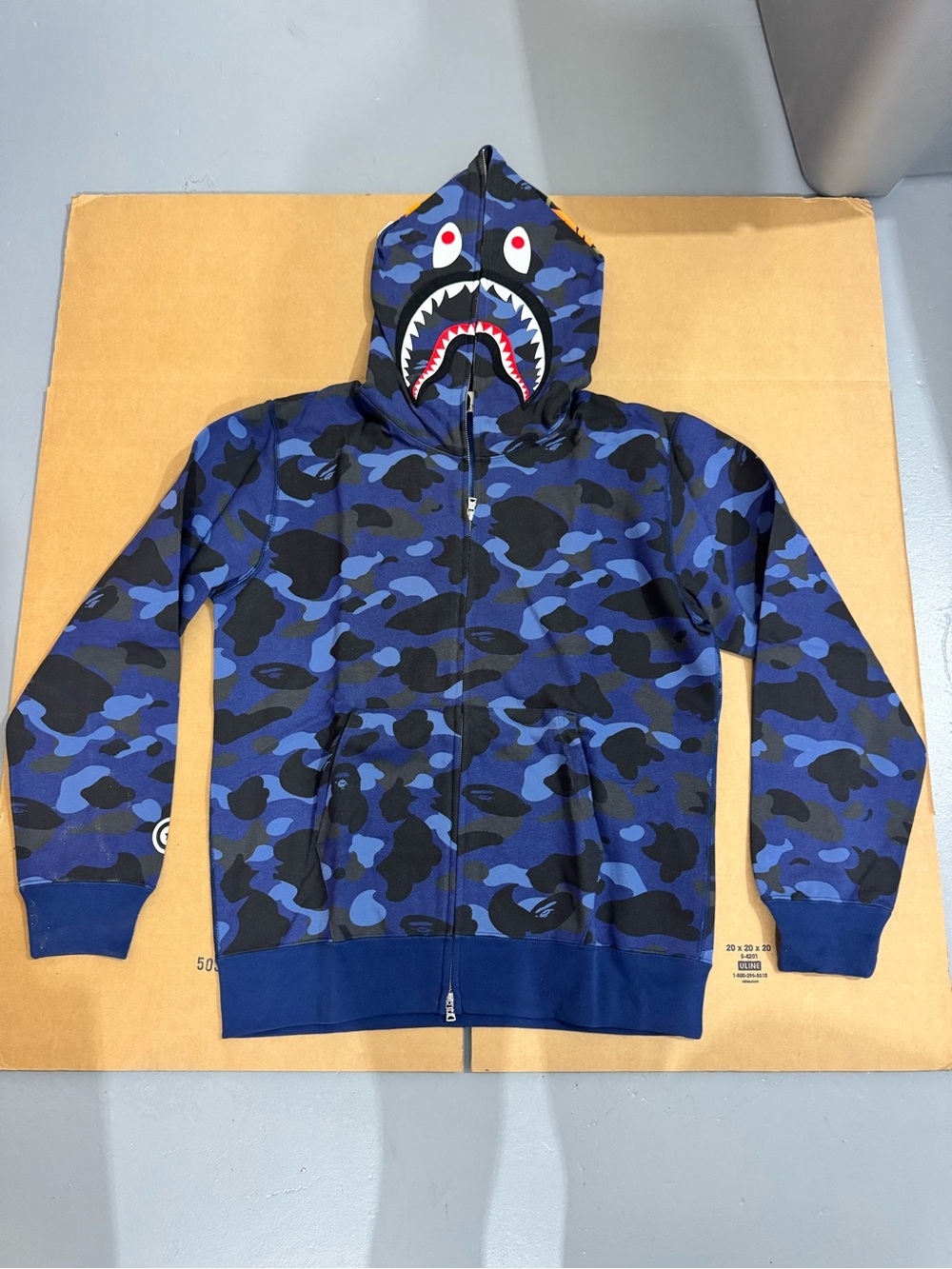 Bape Blue & Black Shark Full-Zip Camo Jacket
